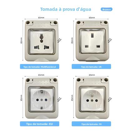 Imagem de Tomada De Energia Externa À Prova d'Água IP55 Padrão Duplo UK EU FR Para Cozinha E Banheiro