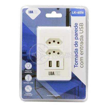 Imagem de Tomada de Parede 2 Entrada Fonte 2 USB 5v Smart House Casa Inteligente Carregador Celular 10A Bivolt