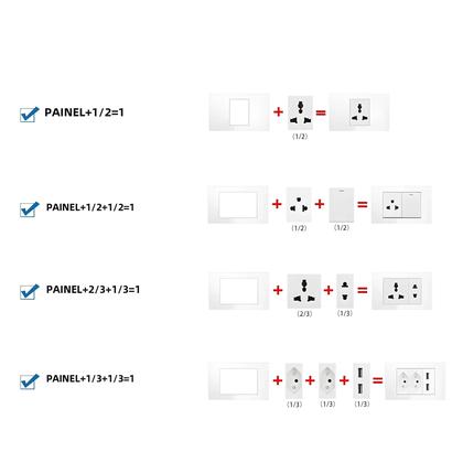 Imagem de Tomada de Parede com USB, Tipo-C e RJ45 - Painel de Vidro Temperado Viswe 10A/20A