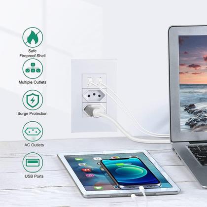 Imagem de Tomada De Parede Duo Com 2 Entradas Usb Bivolt Jwcom PRETA