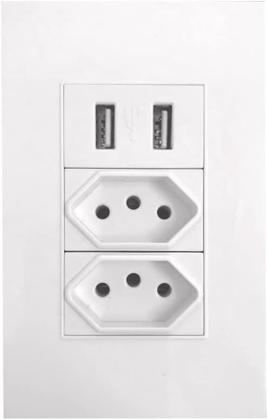 Imagem de Tomada De Parede Duo Com 2 Entradas Usb Bivolt Jwcom PRETA