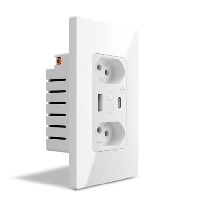 Imagem de Tomada de Parede inteligente Dupla Com entrada USB ekaza BRANCO