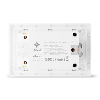 Imagem de Tomada de Parede inteligente Dupla Com entrada USB ekaza BRANCO