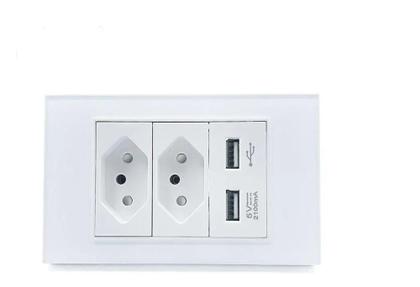 Imagem de Tomada Duo +2 Usb Carregador Cel Carga Celular 10a 5v 2100ma - Império