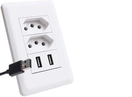 Imagem de Tomada Duo +2 Usb Carregador Cel Carga Celular 10a 5v 2100ma - Império