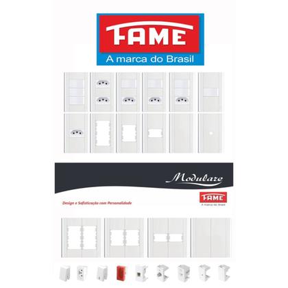 Imagem de Tomada Dupla 10a/250v Com Placa 4x2 Fame Modulare - Kit 3 Un