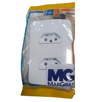 Imagem de Tomada Dupla 2 Tomadas 2P + T  10 A Branca - Margirius