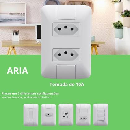 Imagem de Tomada Dupla 2p + T 10a/250v + Placa Aria Tramontina