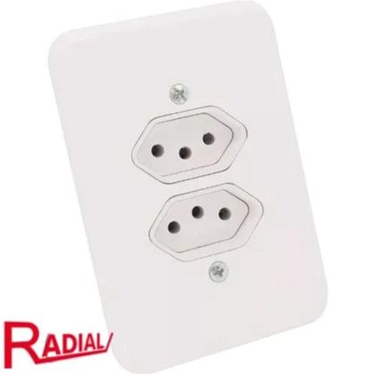 Imagem de Tomada Dupla 2P+T 10A C/placa Pollar 110/220v 1901117 Radial Cod.910
