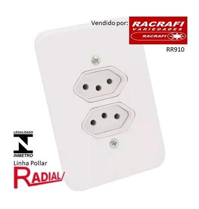 Imagem de Tomada Dupla 2P+T 10A C/placa Pollar 110/220v 1901117 Radial Cod.910