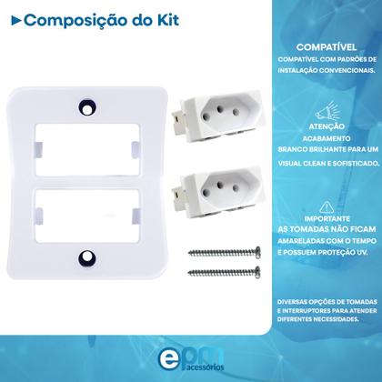 Imagem de Tomada Dupla 2p+t 20A Sobrepor Externo Com Placa Espelho Branco Com Inmetro Linha Viena