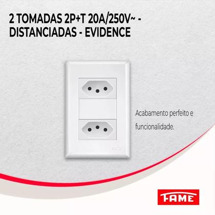 Imagem de Tomada Dupla 2p+t / 250v / 20 Ampères Fame Evidence - 2 Und