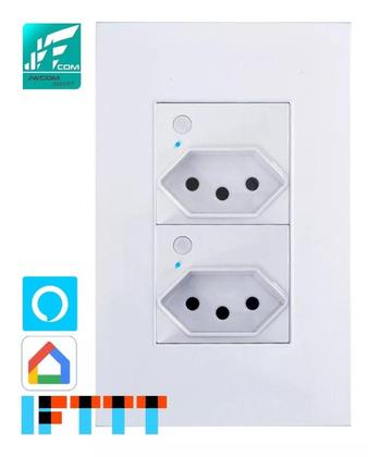 Imagem de Tomada Dupla De Parede 10a Inteligente Wifi - Alexa E Google