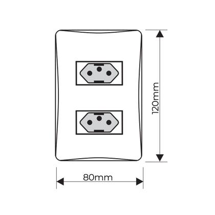 Imagem de Tomada Dupla Fame Habitat 2P+T 20A com Placa 4x2 Branco