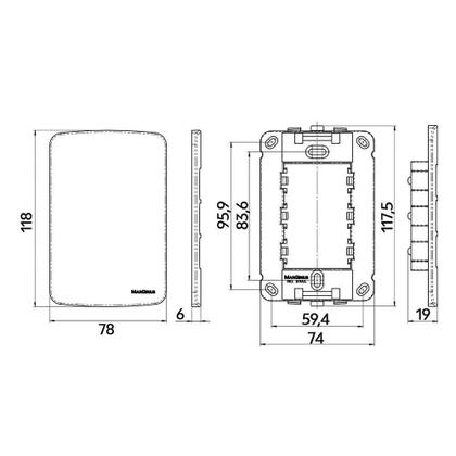 Imagem de Tomada Dupla Margirius B3 Colors 2P+T10A Placa 4X2 Preto