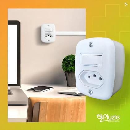 Imagem de Tomada Dupla Sobrepor Sistema X 20A Com Caixa Externa Pluzie