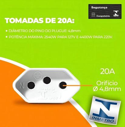 Imagem de Tomada Dupla Sobrepor Sistema X 20A Com Caixa Externa Pluzie