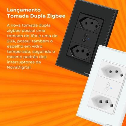 Imagem de Tomada Dupla Zigbee 10a 20a Inteligente Necessita Hub Zigbee Branco
