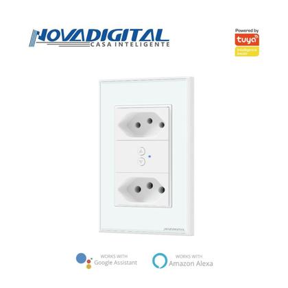 Imagem de Tomada Dupla Zigbee 10a 20a Inteligente Necessita Hub Zigbee Branco