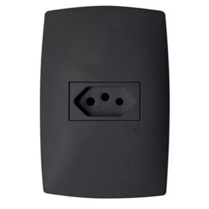 Imagem de Tomada elétrica 10A cor preta placa 4x2 2P+T Blux 5 peças