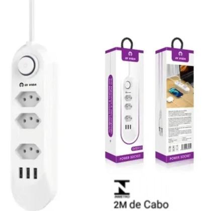 Imagem de Tomada Elétrica Filtro De Linha Proteção Zov 3 ou 4 Tomada 3 USB