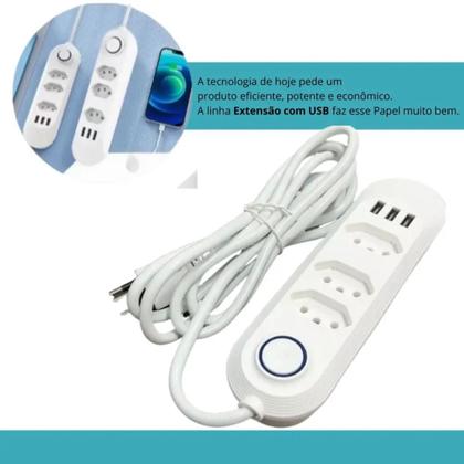 Imagem de Tomada Elétrica Filtro De Linha Proteção Zov 3 ou 4 Tomada 3 USB
