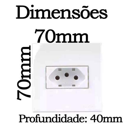 Imagem de Tomada Embutir 3 Pinos 10a Branco 70x70mm Movel Drywall Granito Gesso Marmore Pedra Margirius