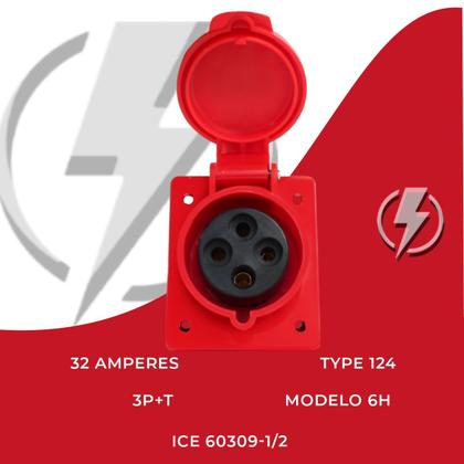 Imagem de Tomada Embutir 3p+t 32a Vermelho 6h 380/415v Omg 4246 Omega