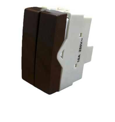 Imagem de Tomada Embutir Móvel Mdf Madeira 3 Pinos 10a Marrom + Interruptor Duplo Sleek