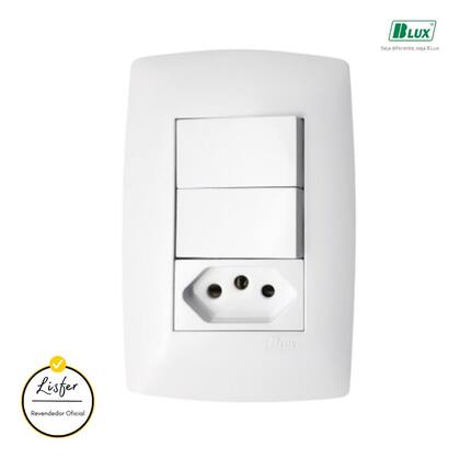 Imagem de Tomada Home 10A + 2 Teclas Paralelas com Placa Branca - B.Lux