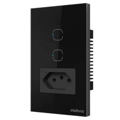 Imagem de Tomada intelbras ets 2002  simples com 2 tecla touch preto