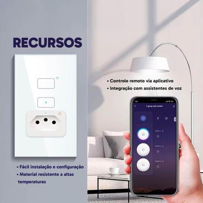 Imagem de Tomada Inteligente com Interruptor WiFi 2 Botões Alexa e Google - Aitek