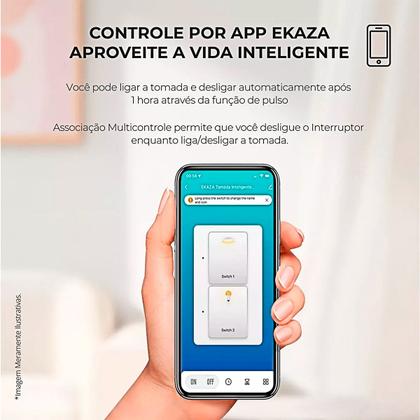 Imagem de Tomada Inteligente de Parede Dupla 10A Wifi Entrada USB+USB-C 4x2 Ekaza Alexa E Google