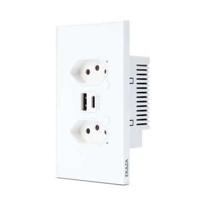 Imagem de Tomada Inteligente Dupla 10A Wi-fi Soft Touch USB-A e USB-C