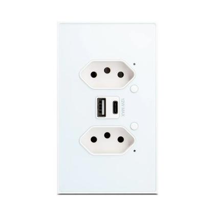 Imagem de Tomada Inteligente Dupla 10A Wi-fi Soft Touch USB-A e USB-C
