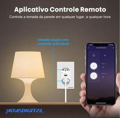 Imagem de Tomada Inteligente Dupla E Usb Wi-Fi Novadigital