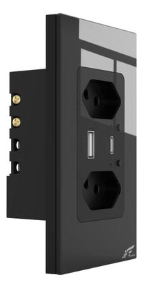 Imagem de Tomada Inteligente Dupla Wi-fi + Usb C Google Alexa PRETO -JWCOM