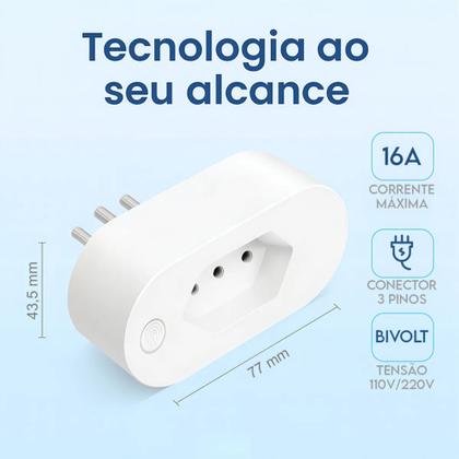 Imagem de Tomada Inteligente Smart Monitor de Consumo Automação Residencial 16A Wi Fi Bivolt Smart Plug