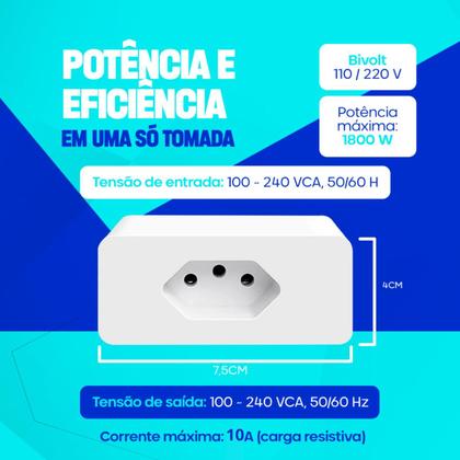 Imagem de Tomada Inteligente Smart Wifi Automação Casa Compatível Com Alexa e Google Home Com Medidor de Consumo
