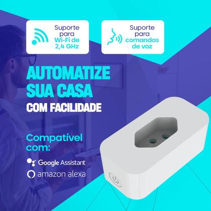 Imagem de Tomada Inteligente Smart Wifi Automação Casa Compatível Com Alexa e Google Home Com Medidor de Consumo