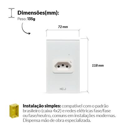 Imagem de Tomada Inteligente Smart Zigbee 20A 110v/220v Bivolt Branco Cod: 291990888 Avant Neo