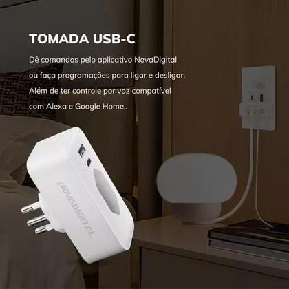 Imagem de Tomada Inteligente Usb-C Wifi Medidor Consumo Nova Digital