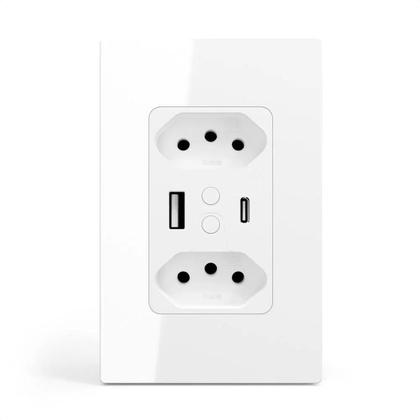 Imagem de Tomada Inteligente Wi-Fi + Ble Dupla 10A Entrada Usb/Usb-C