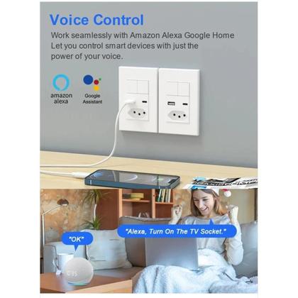 Tomada Inteligente Wi-Fi e Zigbee Tuya - Controle por Voz (Alexa e Google Home) Imagem de Tomada Inteligente Wi-Fi e Zigbee Tuya - Controle por Voz (Alexa e Google Home)