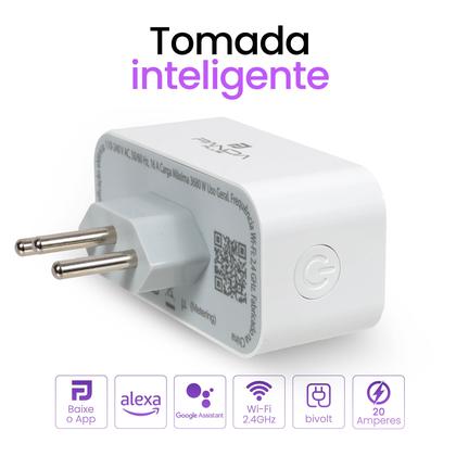Imagem de Tomada Inteligente Wifi 20A Medidor Consumo Tuya PandaPlus Smartlife Alexa Google Comando Por Voz e App Bivolt 4000W