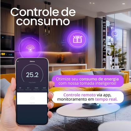 Imagem de Tomada Inteligente Wifi 20A Medidor Consumo Tuya PandaPlus Smartlife Alexa Google Comando Por Voz e App Bivolt 4000W