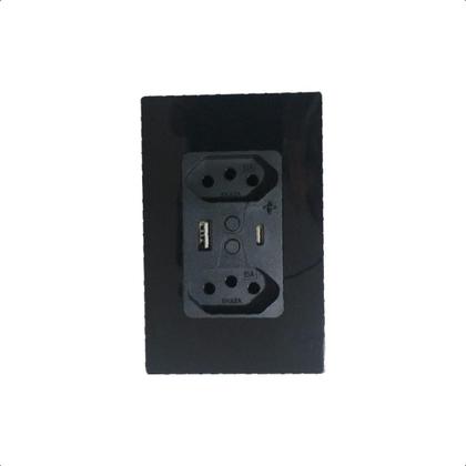 Imagem de Tomada Inteligente Wifi+Ble Dupla 10A Entrada Usb/Usbc-Preto