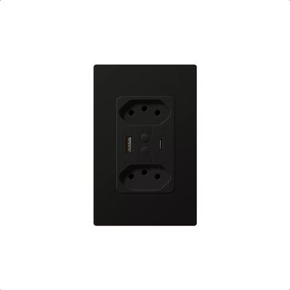 Imagem de Tomada Inteligente Wifi+Ble Dupla 10A Entrada Usb/Usbc-Preto