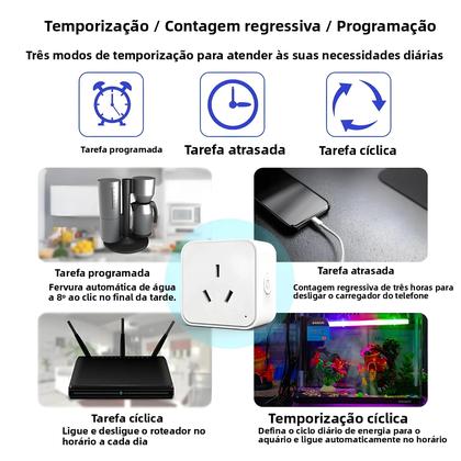 Imagem de Tomada Inteligente WiFi Com Plugue AU, Compatível Com Alexa E Controle Remoto