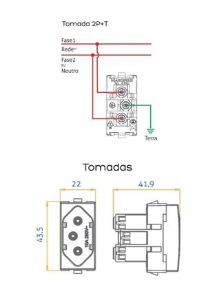 Imagem de Tomada Interruptor Duplo Three Way Móvel Marmore Embutir 20a Branco Margirius